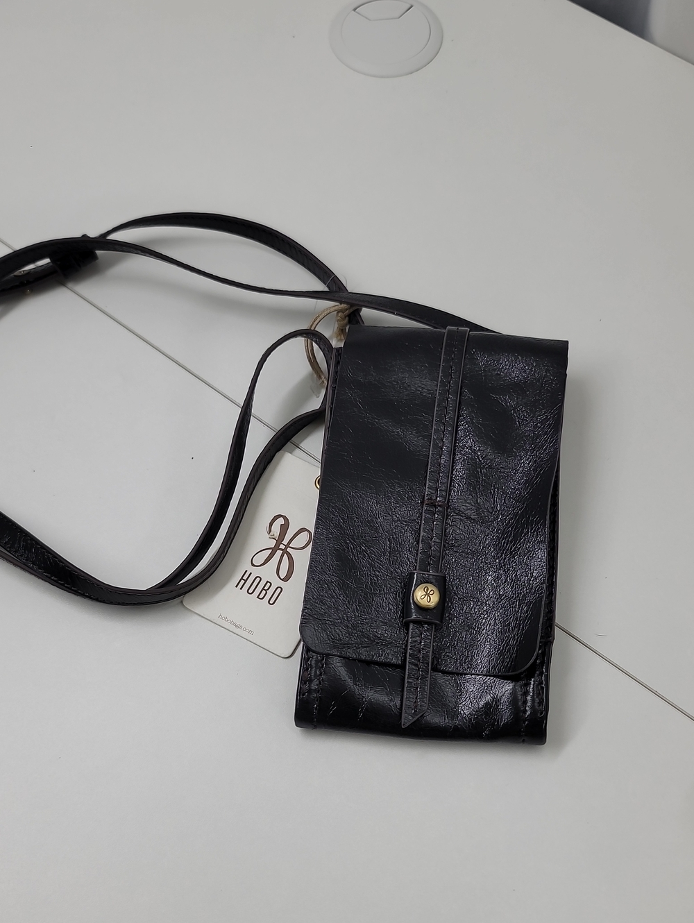 HOBO Token Black Leather Crossbody Phone Bag